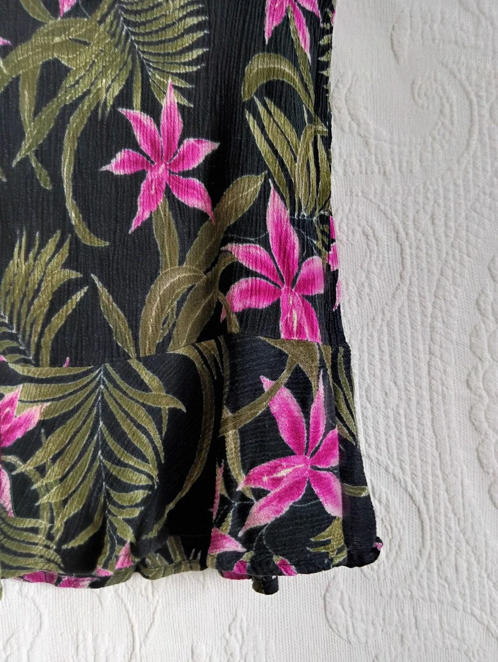 George Black Hawaiian Floral Tube Top Long Flowy Summer Vacation Pink Purple Med - Picture 4 of 6